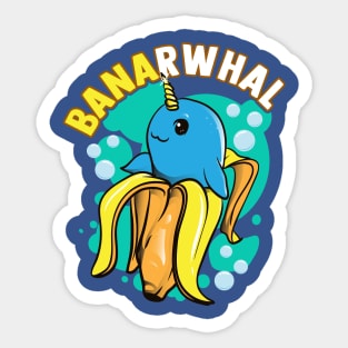 Banana Narwhal Banarwhal Funny Food Creatures Sticker